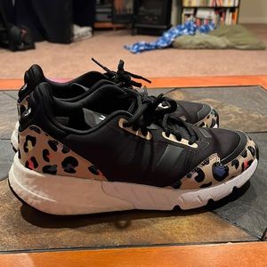 Black and leopard Adidas Boost ZX